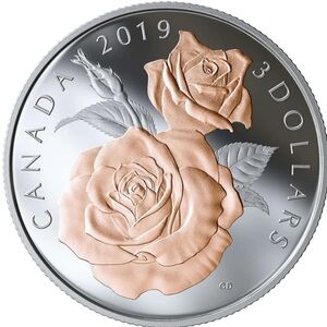 RCM 2019 $3 Queen Elizabeth Rose Blossoms - Pure Silver Coin